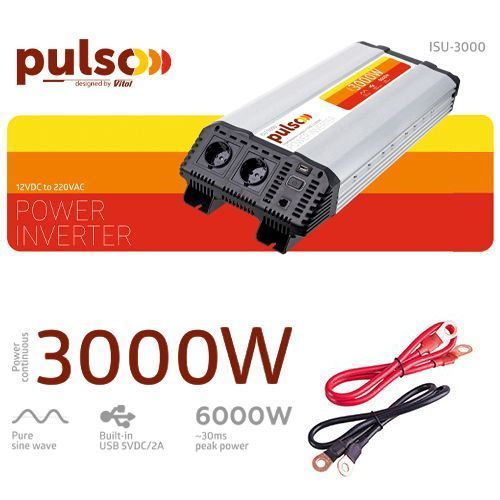 Преобраз. напряжения PULSO/ISU-3000/12V-220V/3000WLCD/USB-5VDC2.0A/син.волна/клеммы ISU-3000 фото