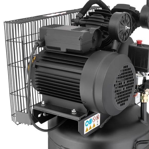 Компрессор 100 л, вертикальный, 3 кВт, 220 В, 10 атм, 500 л/мин. 2 цилиндра INTERTOOL PT-0017 PT-0017 фото