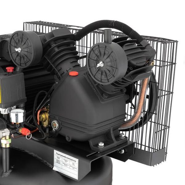 Компрессор 100 л, вертикальный, 3 кВт, 220 В, 10 атм, 500 л/мин. 2 цилиндра INTERTOOL PT-0017 PT-0017 фото