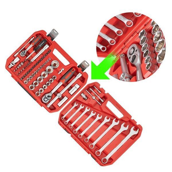 Набір інструментів 1/2" & 1/4" 82од (ET-6082SP) INTERTOOL ET-9082 ET-9082 фото