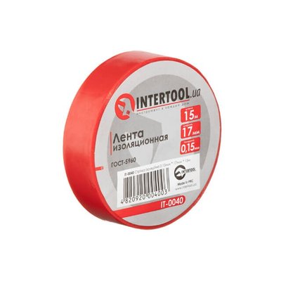 Стрічка ізоляційна, 17 мм * 15 м * 0.15 мм, червона INTERTOOL IT-0040 IT-0040 фото