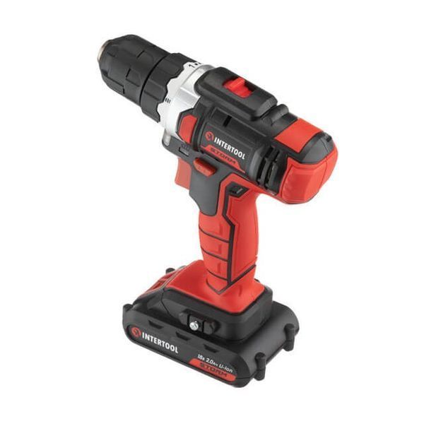 Дриль-шурупокрут&nbsp;акумуляторний Li-Ion 18 В, 25 Nm, 0-400/0-1500 об/хв., 2*2.0 Аг INTERTOOL WT-0314 WT-0314 фото