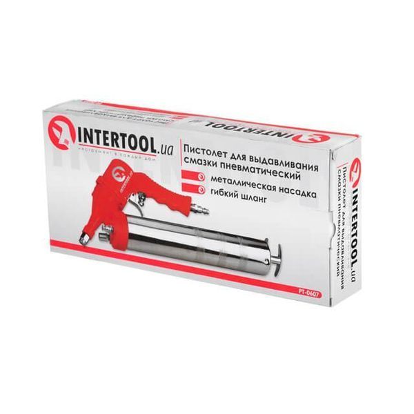 Пістолет для видавлювання змазки пневматичний + дві насадки INTERTOOL PT-0607 PT-0607 фото
