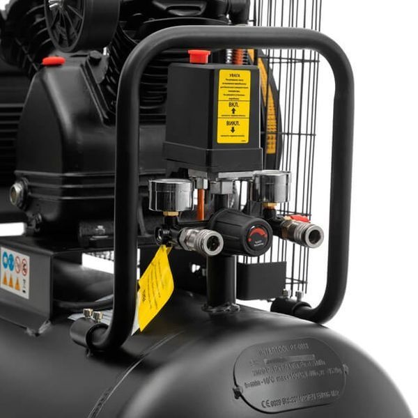 Компресор 100 л,&nbsp;3 кВт, 380 В, 10 aтм, 500 л/хв.,&nbsp;2 циліндри INTERTOOL PT-0013 PT-0013 фото