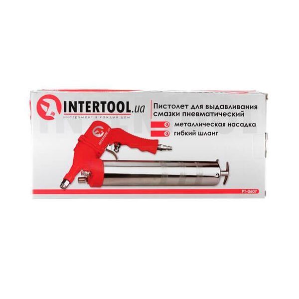 Пістолет для видавлювання змазки пневматичний + дві насадки INTERTOOL PT-0607 PT-0607 фото