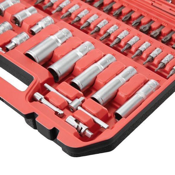 Набор инструментов 1/2" & 1/4" 111ед, IMPACT Cr-V головки 15,17,19,21,22 + удлинитель 125мм INTERTOOL ET-9110 ET-9110 фото