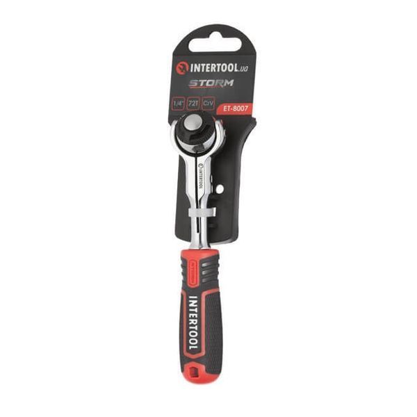 Рукоятка з храповим механізмом поворотна, 72 зуба 1/4 ", Cr-V STORM INTERTOOL ET-8007 ET-8007 фото