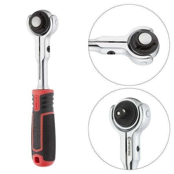 Рукоятка з храповим механізмом поворотна, 72 зуба 1/4 ", Cr-V STORM INTERTOOL ET-8007 ET-8007 фото