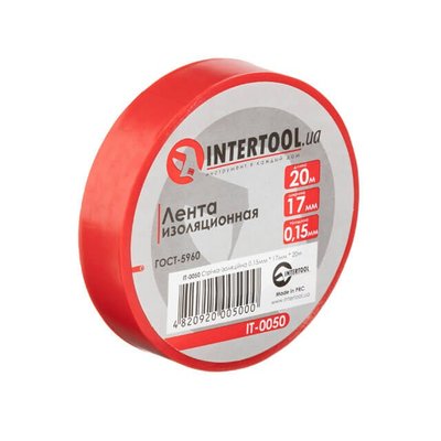 Стрічка ізоляційна, 17 мм * 20 м * 0.15 мм, червона INTERTOOL IT-0050 IT-0050 фото