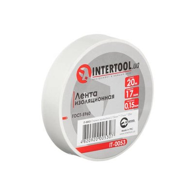 Стрічка ізоляційна, 17 мм * 20 м * 0.15 мм, біла INTERTOOL IT-0053 IT-0053 фото