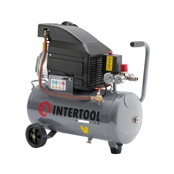 Компресор 24 л, 1500 Вт, 220 В, 8 атм, 206 л/хв. INTERTOOL PT-0010 PT-0010 фото
