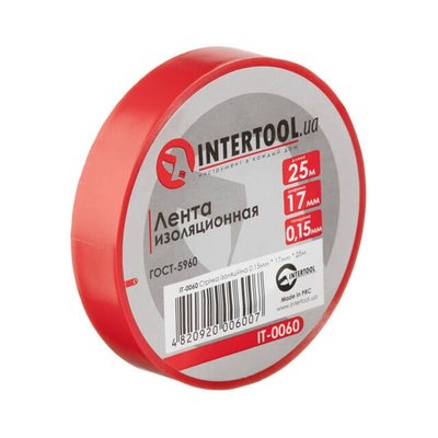 Стрічка ізоляційна, 17 мм * 25 м * 0.15 мм, червона INTERTOOL IT-0060 IT-0060 фото