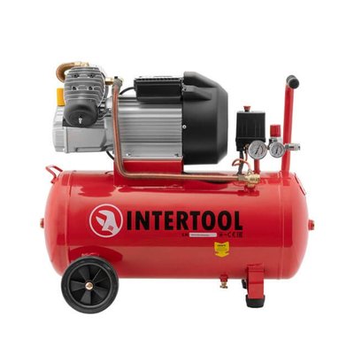 Компресор 50 л, 4 HP, 3 кВт, 220 В, 10 aтм, 420 л/хв, 2 циліндри. INTERTOOL PT-0007 PT-0007 фото