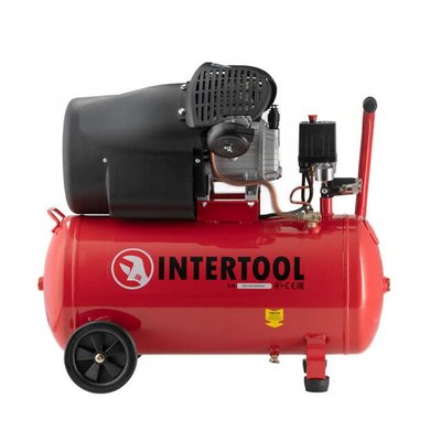 Компресор 50 л, 2230 Вт, 220 В, 10 aтм, 354 л/хв, 2 циліндри INTERTOOL PT-0004 PT-0004 фото