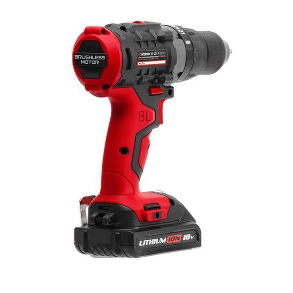 Дриль-шуруповерт акумуляторний з безщітковим двигуном 18 В, 50 Нм, 0-400/0-1500 об/хв, 1,5-13 мм, Li-Ion, 2*2.0 Аг, ЗП, кейс INTERTOOL WT-0331 WT-0331 фото