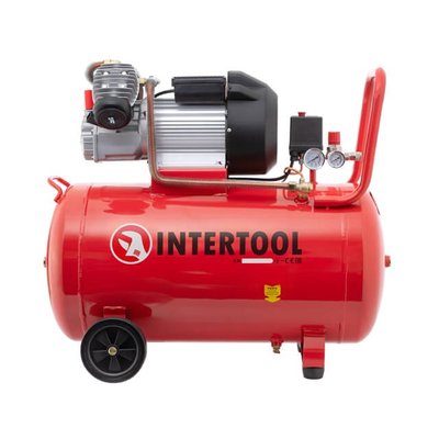 Компресор 100 л, 3 кВт, 220 В, 10 aтм, 420 л/хв, 2 циліндри. INTERTOOL PT-0008 PT-0008 фото