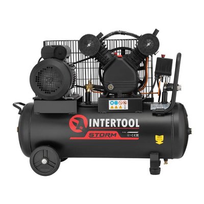 Компресор 50 л, 3 кВт, 220 В, 10 атм, 500 л/хв, 2 циліндри INTERTOOL PT-0016 PT-0016 фото