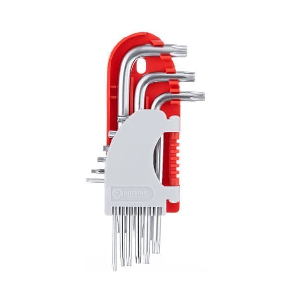 Набір ключів Г-подібних TORX, 9 од., Т10-Т50, S2, PROF INTERTOOL HT-1821 HT-1821 фото