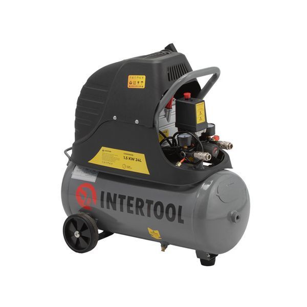 Компресор 24 л, 1.5 кВт, 220 В, 8 aтм, 206 л/хв. INTERTOOL PT-0009 PT-0009 фото