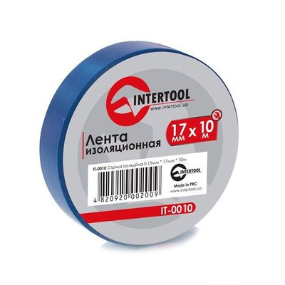 Стрічка ізоляційна, 17 мм * 10 м * 0.15 мм, синя INTERTOOL IT-0010 IT-0010 фото