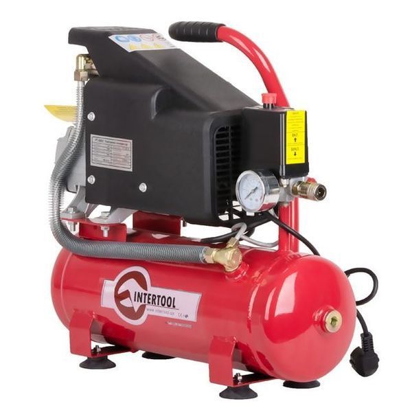 Компрессор 9 л, 0.75 кВт, 220 В, 8 атм, 160 л/мин INTERTOOL PT-0002 PT-0002 фото