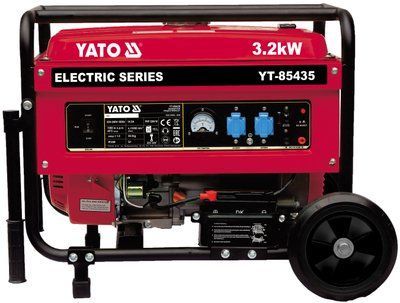 Генератор струму бензиновий YATO: P= 3.2 кВт, U= 230V AC і 12V DC, витрата- 1.45 л/г, бак- 15 л YT-85435 YT-85435 фото