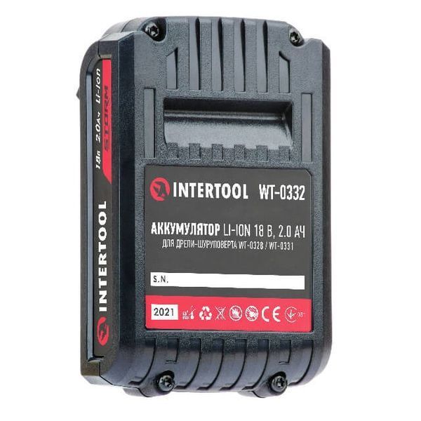 Аккумулятор Li-Ion 18 В, 2.0 Аг для дрели-шуруповерта WT-0328/WT-0331 INTERTOOL WT-0332 WT-0332 фото