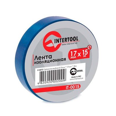 Стрічка ізоляційна, 17 мм * 15 м * 0.15 мм, синя INTERTOOL IT-0015 IT-0015 фото