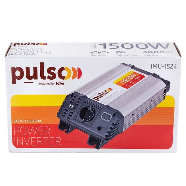 Преобраз. напряжения PULSO/IMU-1524/24V-220V/1500W/USB-5VDC2.0A/мод.волна/клеммы IMU-1524 фото