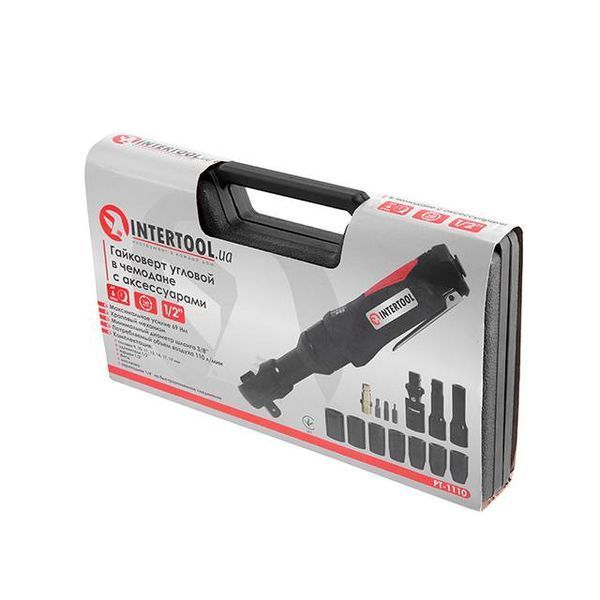 Гайковерт кутовий у кейсі + набір головок 1/2" INTERTOOL PT-1110 PT-1110 фото