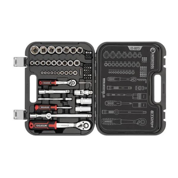 Набір інструментів 73 од.&nbsp;STORM, 1/2 ",&nbsp;1/4", Cr-V INTERTOOL ET-8073 ET-8073 фото