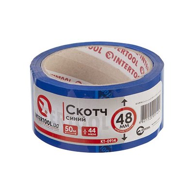 Скотч синій 48мм * 50м * 44 мкм INTERTOOL KT-0914 KT-0914 фото