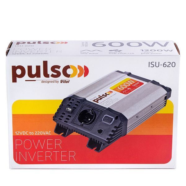 Преобраз. напряжения PULSO/ISU- 620/12V-220V/600W/USB-5VDC2.0A/син.волна/клеммы ISU-620 фото