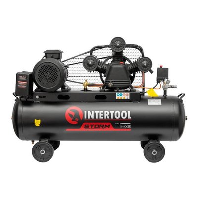 Компресор 100 л, 4 кВт, 380 В, 10 aтм, 600 л/хв., 3 циліндри STORM INTERTOOL PT-0036 PT-0036 фото