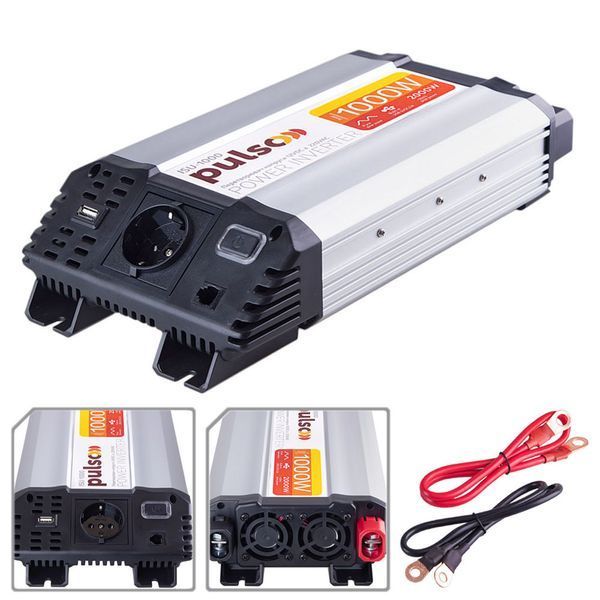 Преобраз. напряжения PULSO/ISU-1000/12V-220V/1000W/USB-5VDC2.0A/син.волна/клеммы ISU-1000 фото