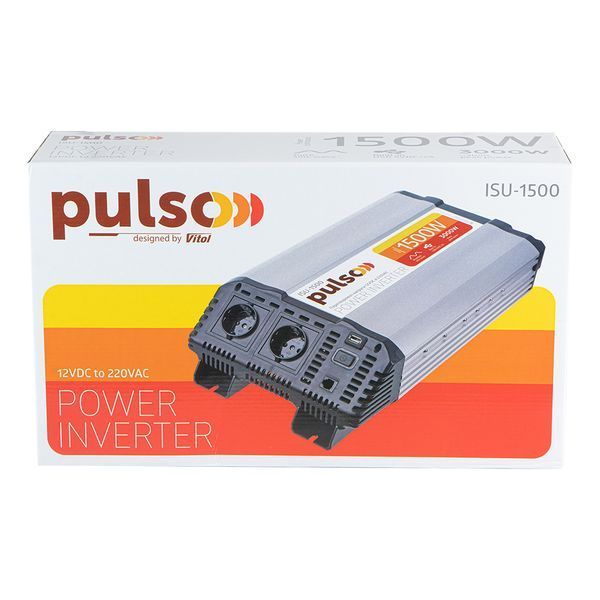 Перетворювач напруги PULSO/ISU-1500/12V-220V/1500W/LCD/USB-5VDC2.0A/син.хвиля/клеми ISU-1500 фото