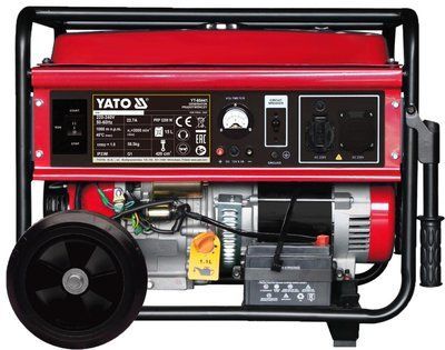 Генератор струму бензиновий YATO: P= 5 кВт, U= 230V AC і 12V DC, витрата- 2.65 л/г, бак- 25 л YT-85441 YT-85441 фото
