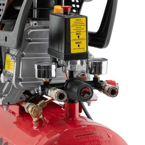 Компрессор 24 л, 1.2 кВт, 220 В, 8 атм, 205 л/мин INTERTOOL PT-0020 PT-0020 фото