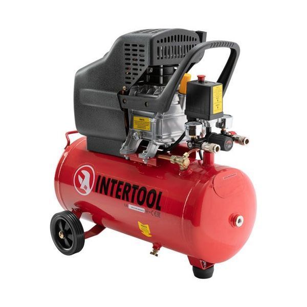 Компрессор 24 л, 1.2 кВт, 220 В, 8 атм, 205 л/мин INTERTOOL PT-0020 PT-0020 фото