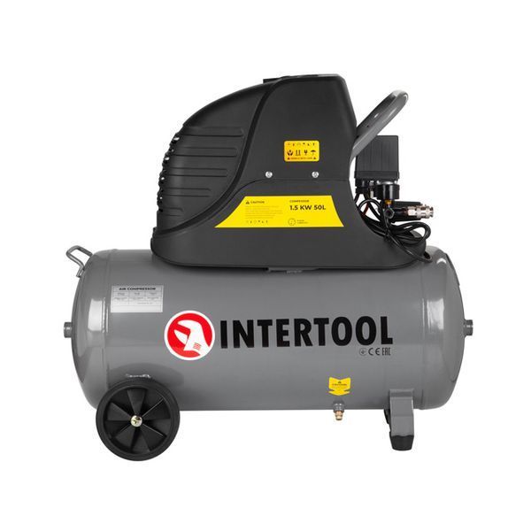 Компрессор 50 л, 1500 Вт, 220 В, 8 атм, 206 л/мин. INTERTOOL PT-0003 PT-0003 фото