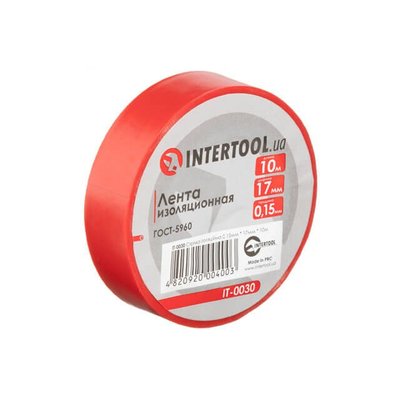 Стрічка ізоляційна, 17 мм * 10 м * 0.15 мм, червона INTERTOOL IT-0030 IT-0030 фото