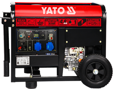 Генератор струму дизельний YATO: P= 6,5 кВт, U= 230 V AC, стартер пуск 24 В YT-85425 YT-85425 фото