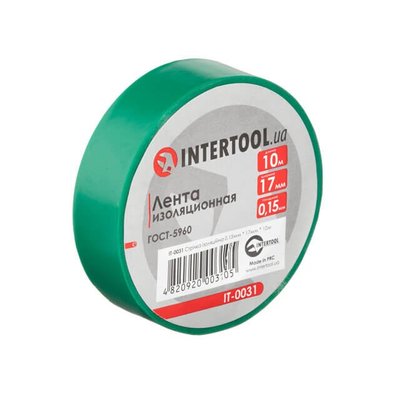 Стрічка ізоляційна, 17 мм * 10 м * 0,15 мм, зелена INTERTOOL IT-0031 IT-0031 фото